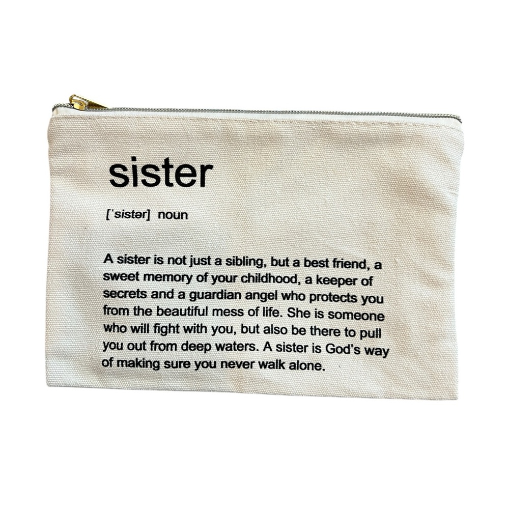 Sister Graphic Gift Makeup Bag Pouch Travel Clutch